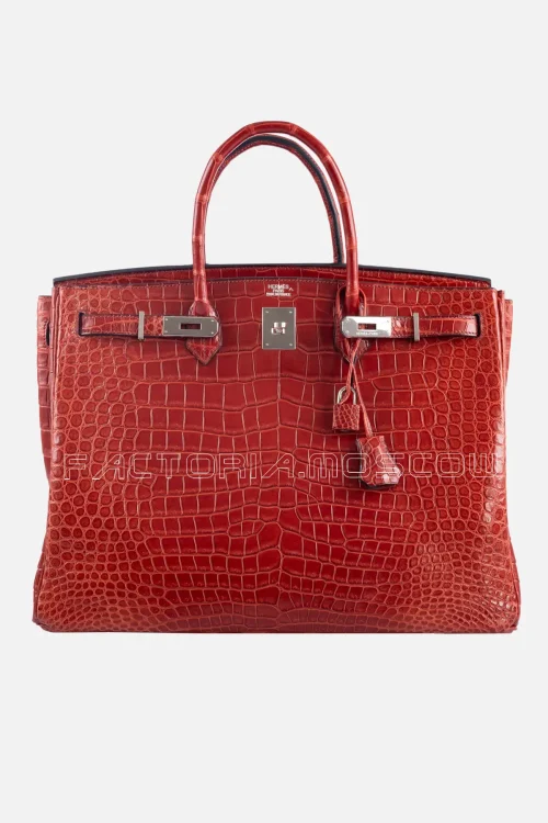 Hermes Birkin 40 Matte Porosus Crocodile Colour Rouge H PHW