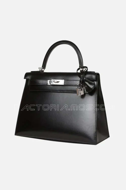 Hermès Kelly Sellier 28 Black Box PHW