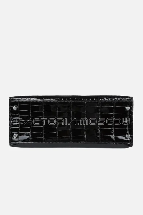Hermès Kelly Sellier 28 Black Shiny Niloticus Crocodile PHW