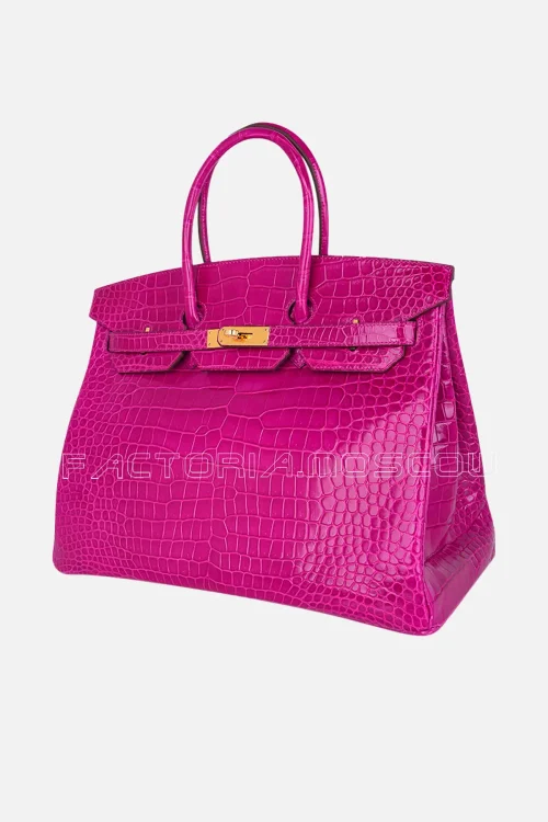 Hermes Birkin 35 Porosus Crocodile Bag Colour Rose Scheherazade GHW