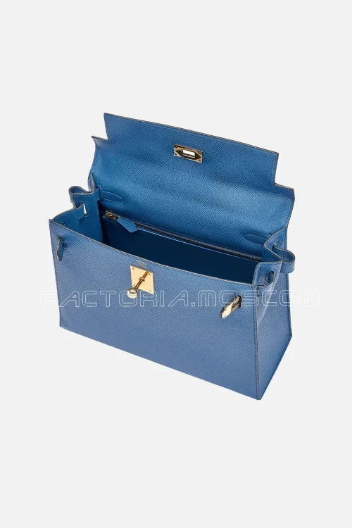 Hermès Kelly Sellier 28 Epsom Colour Bleu Agate GHW