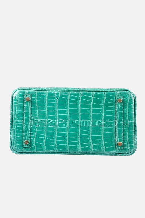 Hermes Birkin 30 Vert Jide Shiny Porosus Crocodile GHW