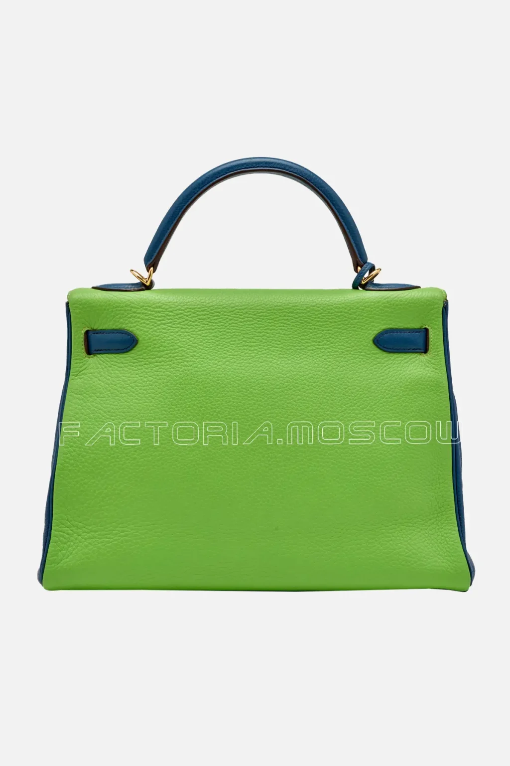 Hermès Kelly Retourne 32 Clemence Colour Vert Cru, Jaune And Blue Thalassa GHW