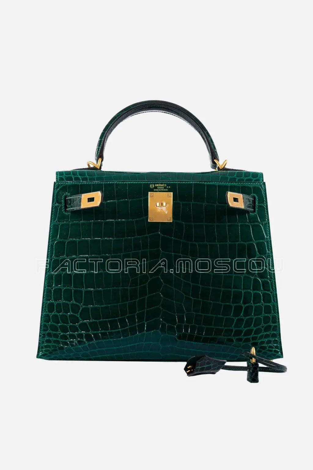 Hermes HSS Kelly Sellier 28 Emerald & Vert Fonce Nilo Crocodile Brushed GHW