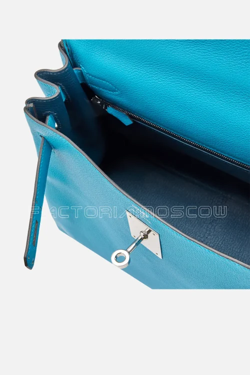 Hermès Kelly Retourne 28 Bleu Frida Verso Evercolor PHW