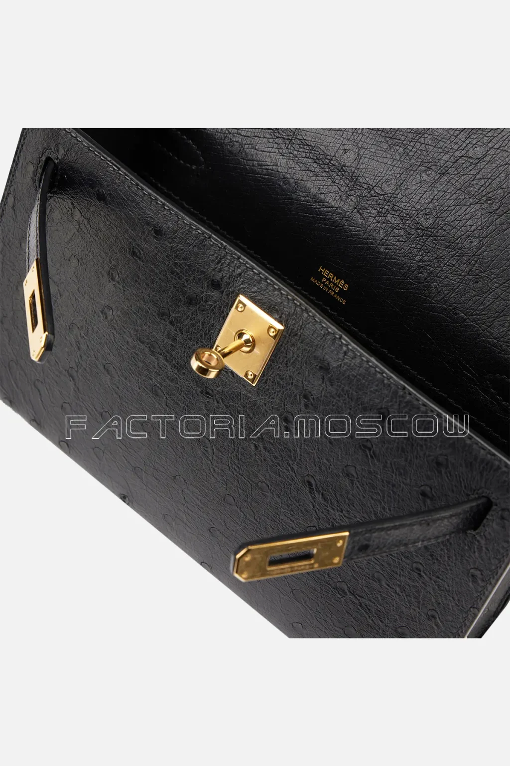 Hermès Kelly Pochette Black Ostrich GHW