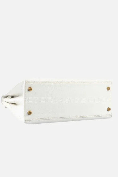 Hermes Kelly Sellier 28 White Ostrich GHW