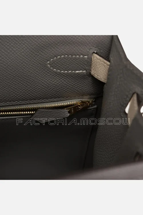 Hermes HSS Kelly Sellier 28 Bi-Color Gris Mouette And Craie Epsom GHW