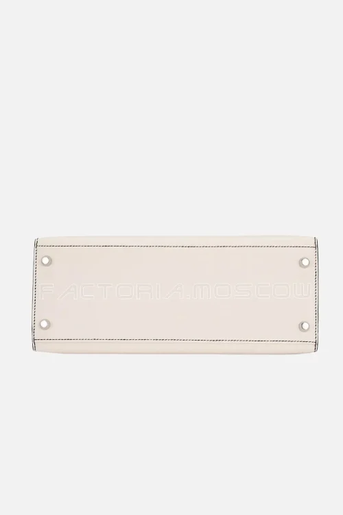 Hermes HSS Kelly Sellier 28 Bi-Color Craie And Black Epsom Brushed PHW