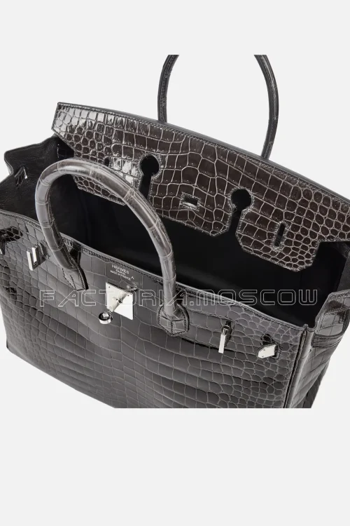 Hermès Birkin 35 Shiny Porosus Crocodile Colour Graphite PHW