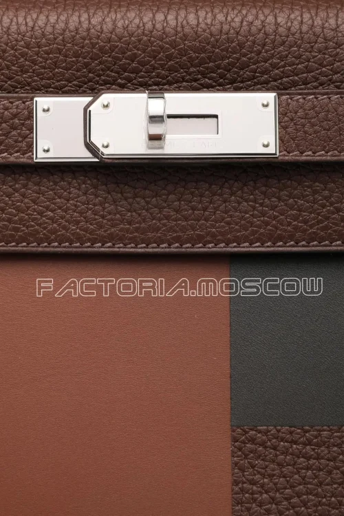 Hermes Kelly Sellier 28 Lettre E Cacao/Brule/Vert Bronze PHW