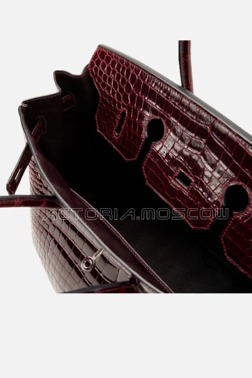Hermès Birkin 35 Shiny Porosus Crocodile Colour Bordeaux PHW