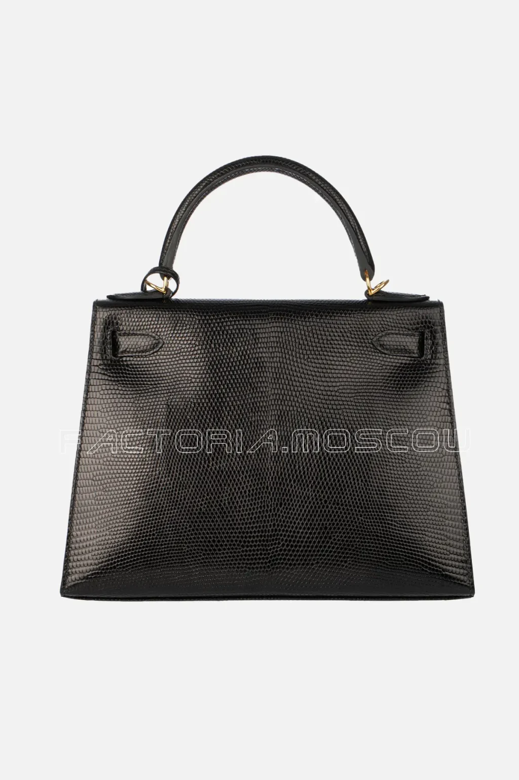Hermes Kelly Sellier 28 Black Lizard Leather GHW