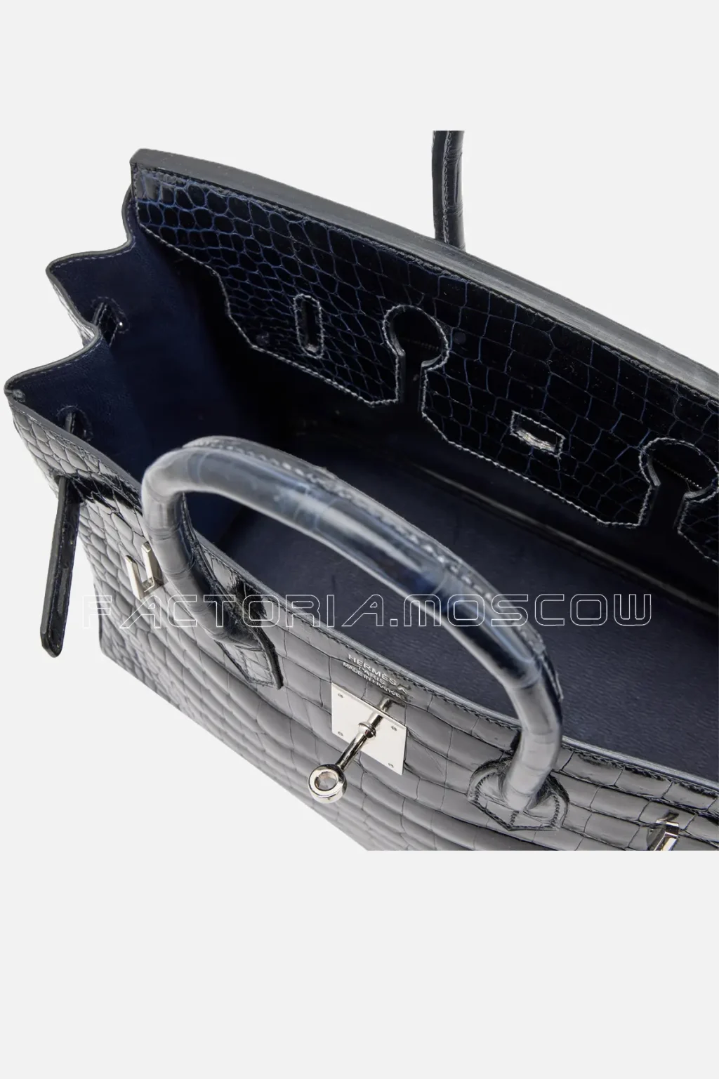 Hermès Birkin 35 Shiny Porosus Crocodile Colour Bleu Marine PHW