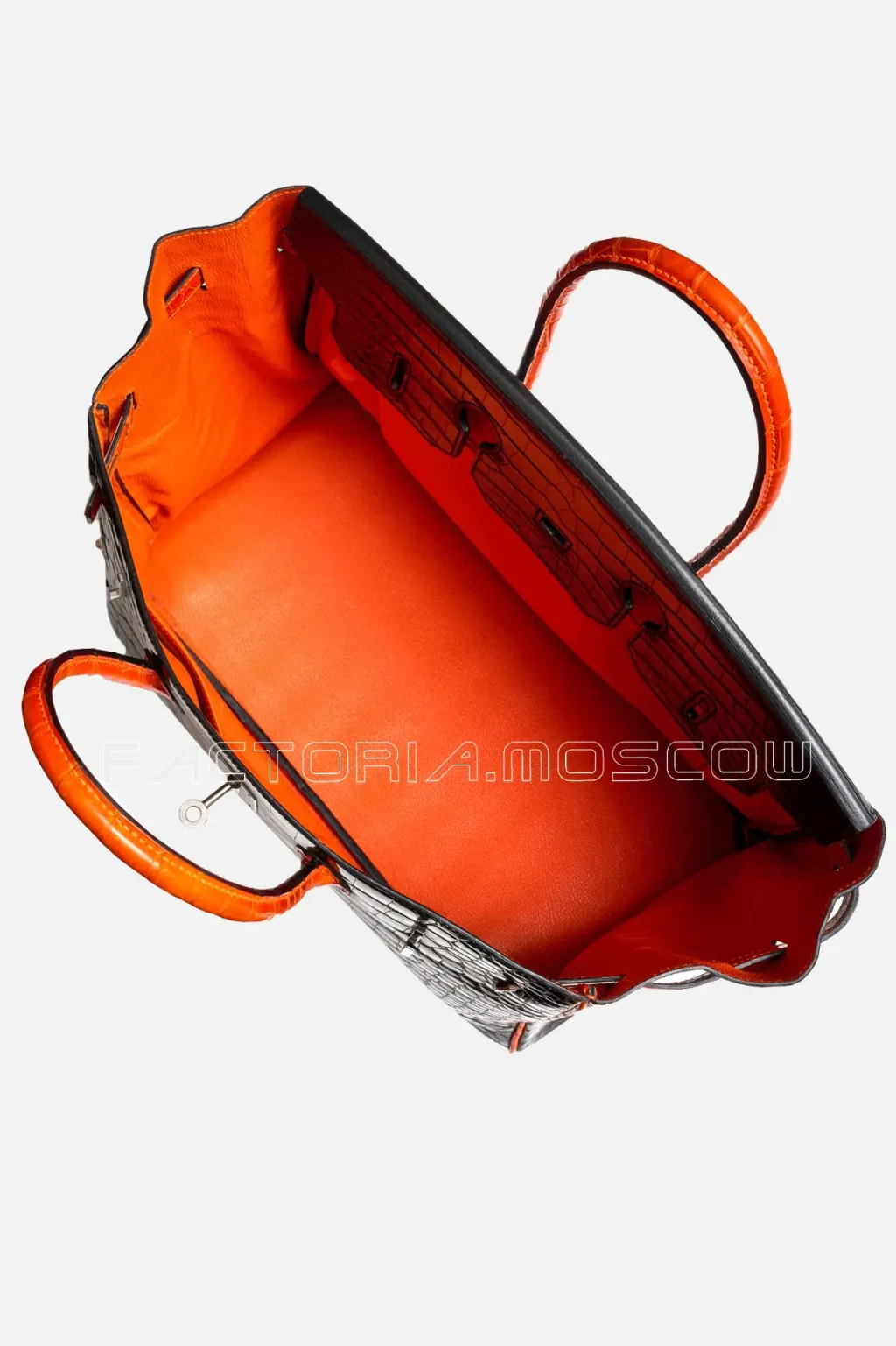 Hermès Birkin 35 Shiny Porosus Crocodile Colour Black And Orange PHW