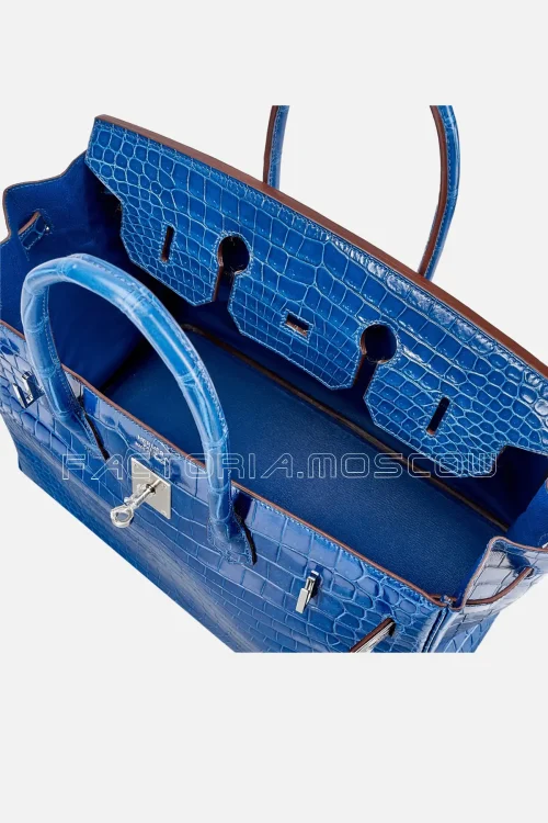 Hermès Birkin 35 Shiny Porosus Crocodile Colour Bleu Royal PHW