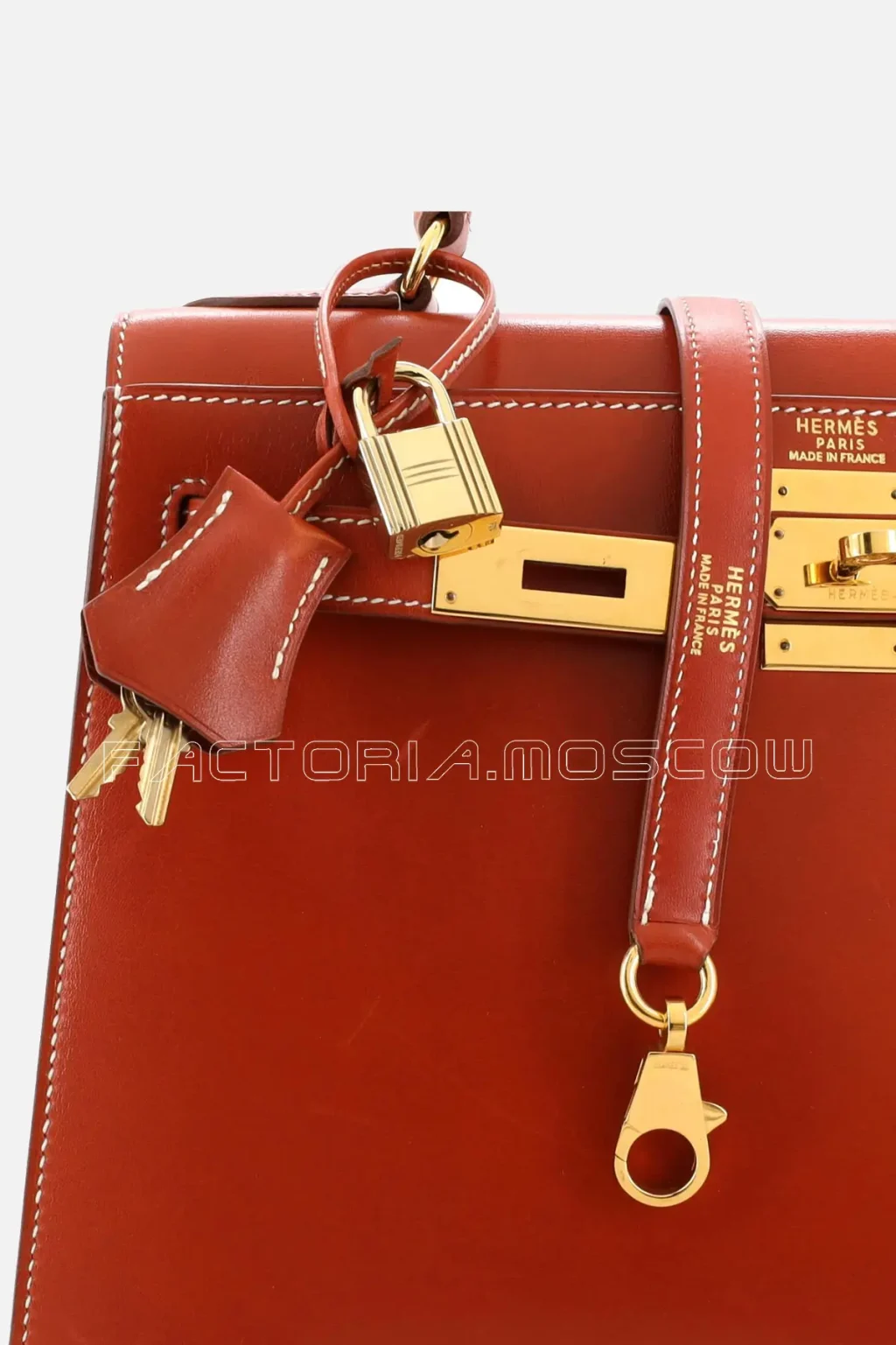 Hermes Kelly Sellier 28 Brique Box Calf Leather GHW