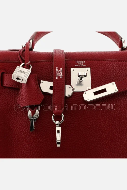 Hermes Kelly Retourne 28 Rouge Garance Togo Leather PHW