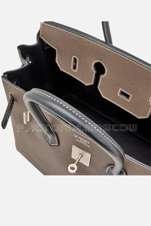 Hermès HSS Birkin 35 Epsom Bi-Color Etain And Black Brushed PHW
