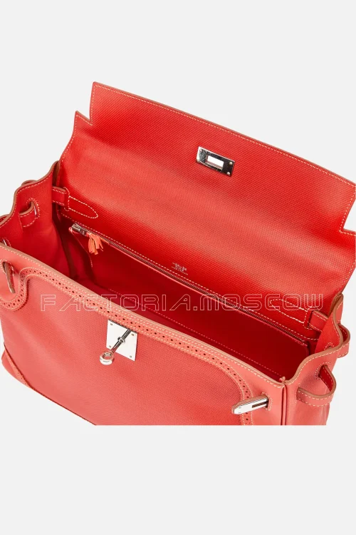 Hermès Limited Edition Kelly Retourne 32 Ghillies Sanguine Swift And Grained PHW