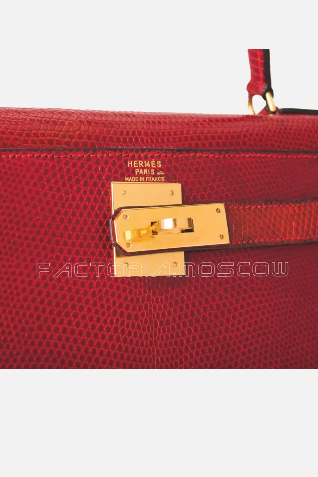 Hermès Kelly Sellier 28 Rouge Vif Niloticus Lizard Leather GHW