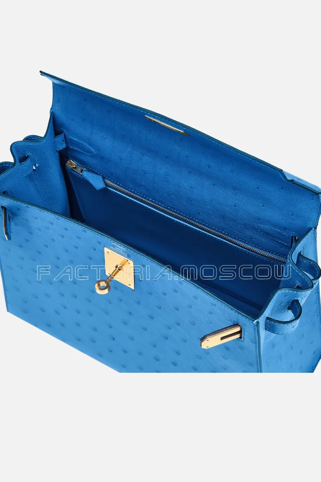 Hermès Kelly Sellier 28 Ostrich Colour Bleu Mykonos GHW