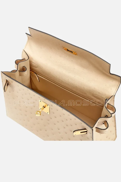Hermès Kelly Sellier 28 Parchemin Ostrich GHW