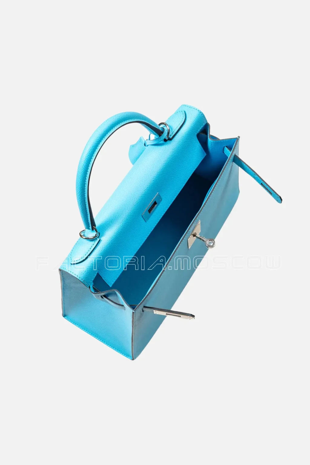 Hermès Kelly Sellier 28 Bleu Céleste Epsom PHW