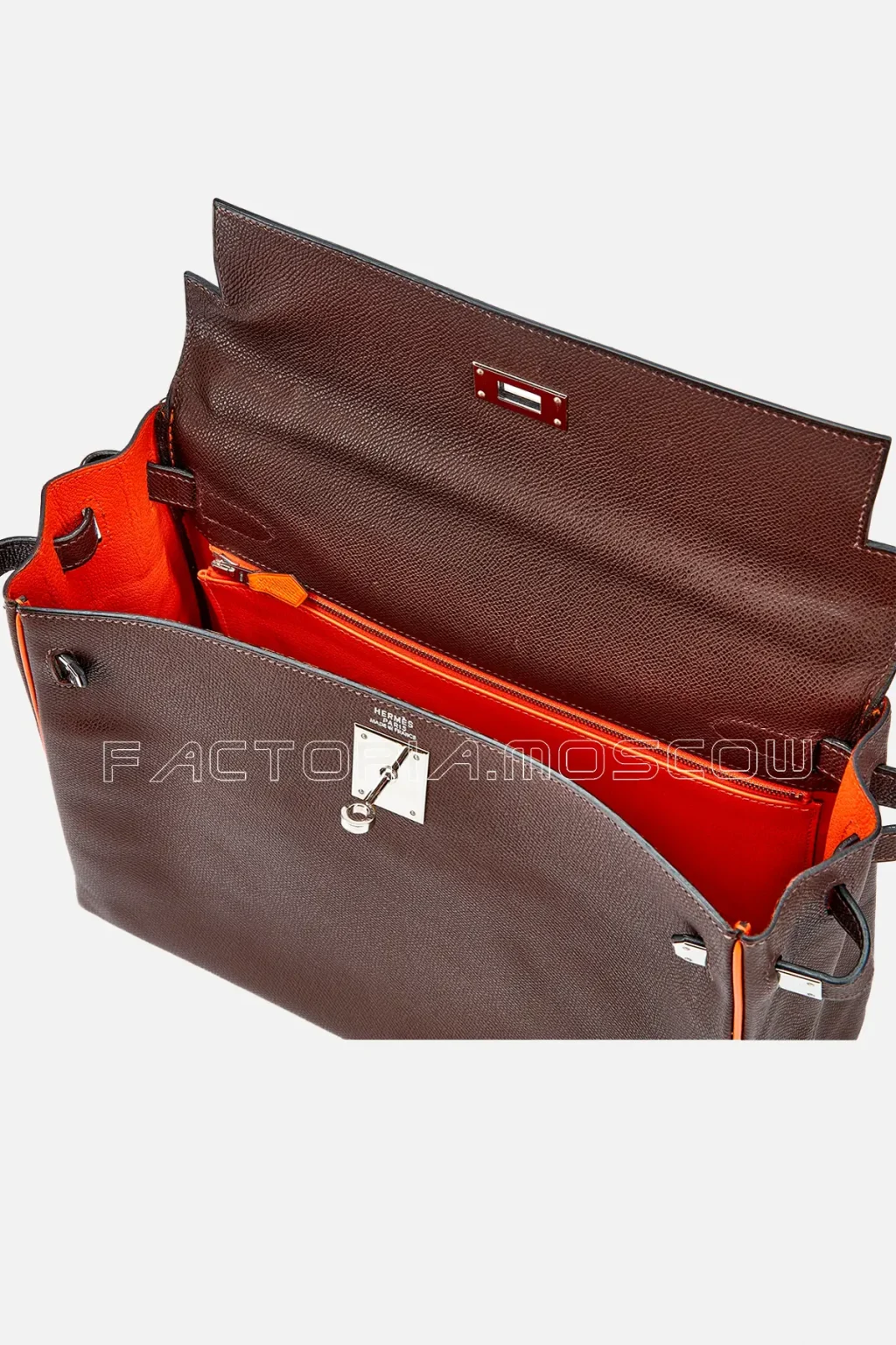 Hermès Limited Edition Kelly Retourne 32 Chocolat Epsom And Orange H PHW