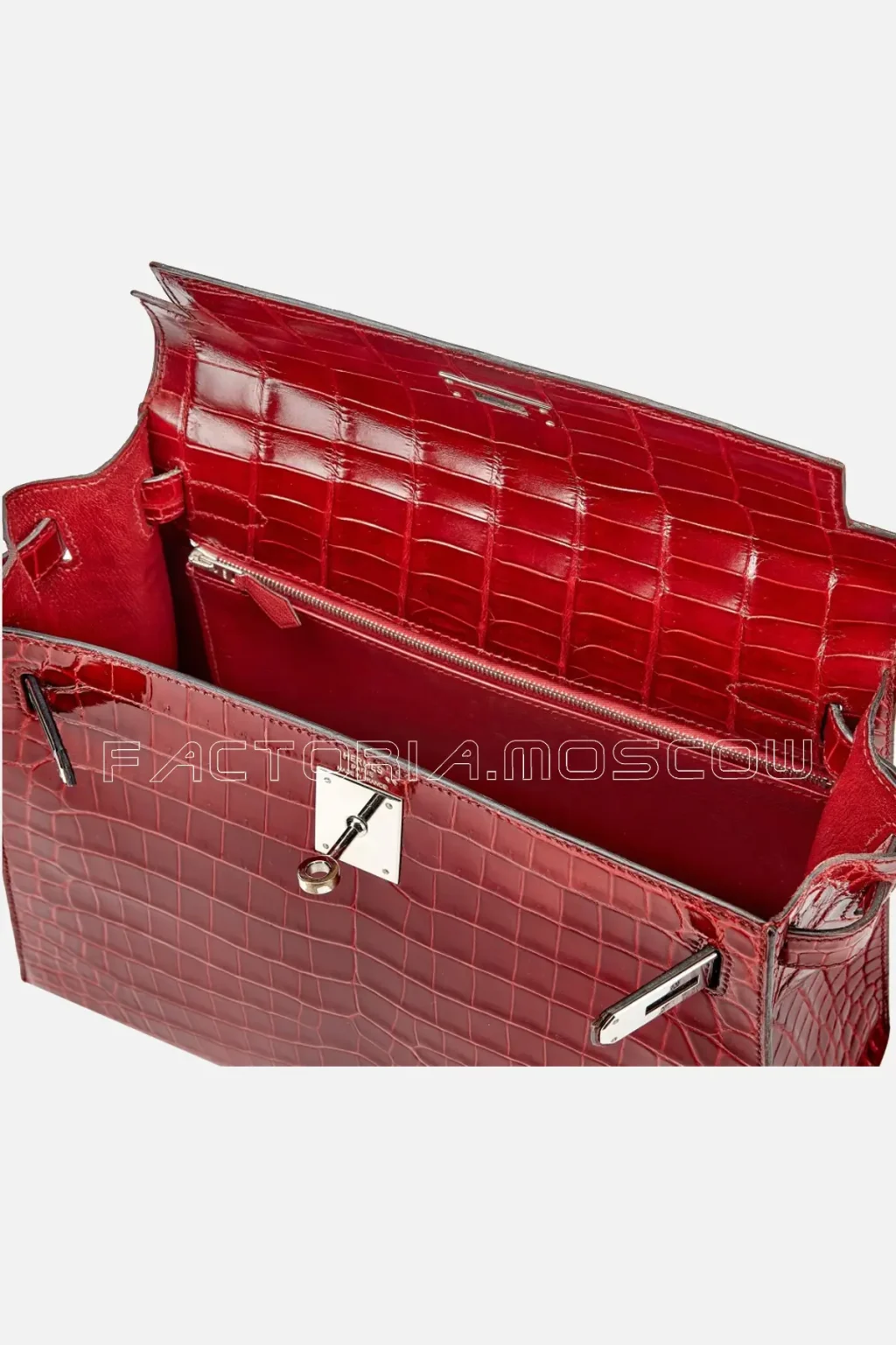 Hermès Kelly Sellier 28 Shiny Crocodile Niloticus Colour Rouge H PHW
