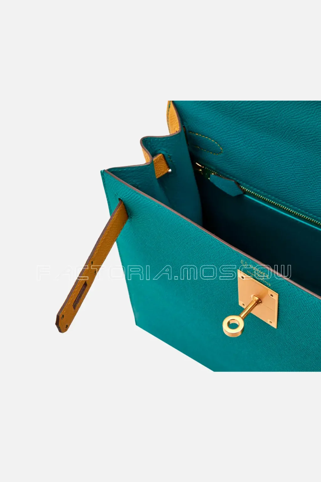 Hermès HSS Kelly Sellier 28 Epsom Bleu Paon And Jaune Amber Brushed GHW