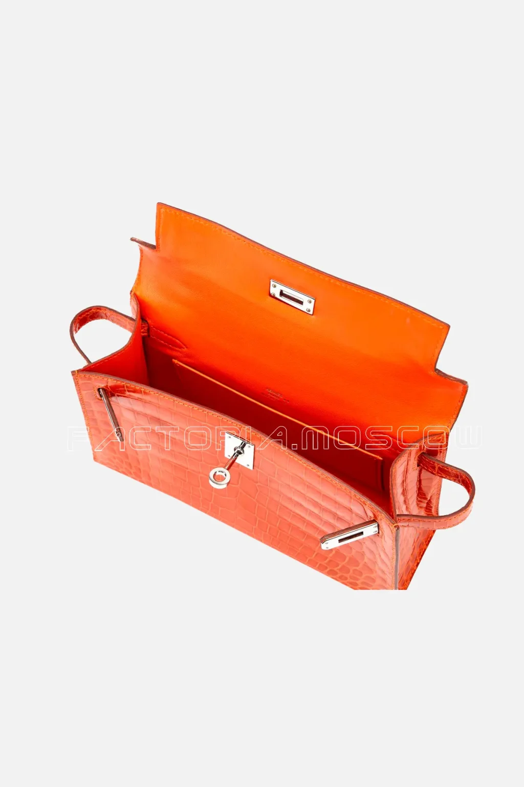 Hermès Kelly Pochette Shiny Niloticus Crocodile Colour Orange H PHW