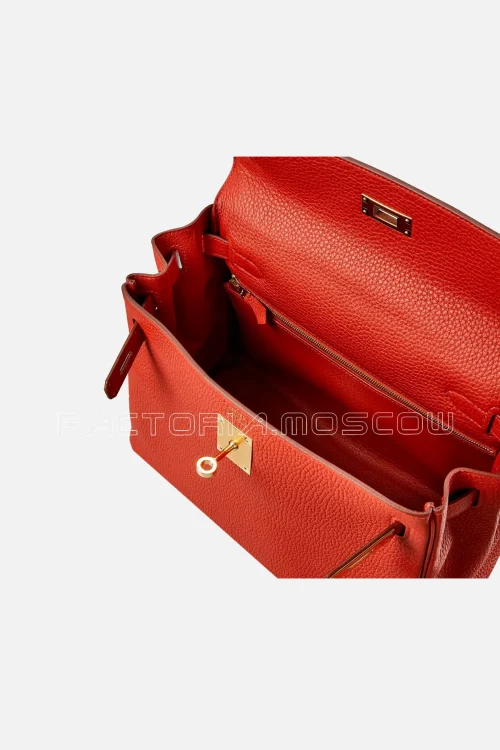 Hermès Kelly Retourne 28 Clemence Colour Brique GHW
