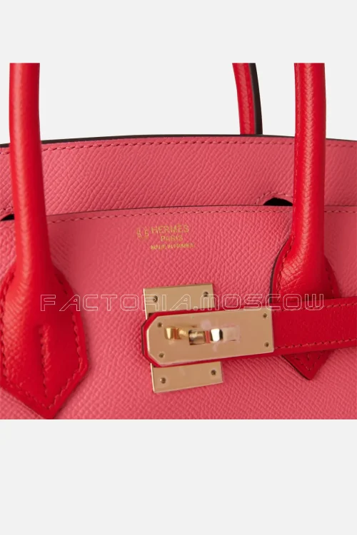 Hermès Special Order (HSS) Birkin 30 Rose Azalee and Rouge de Coeur Epsom Permabrass Hardware