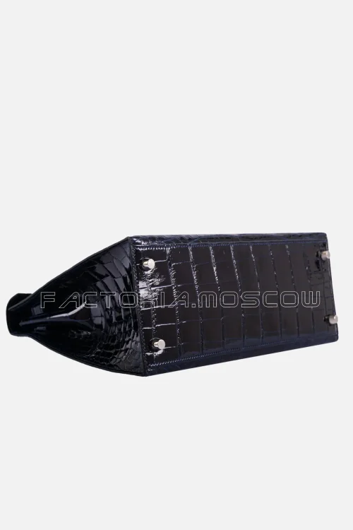 Hermes Kelly Sellier 28 Shiny Blue Marine Nilo Crocodile And Rose Scheherazade PHW