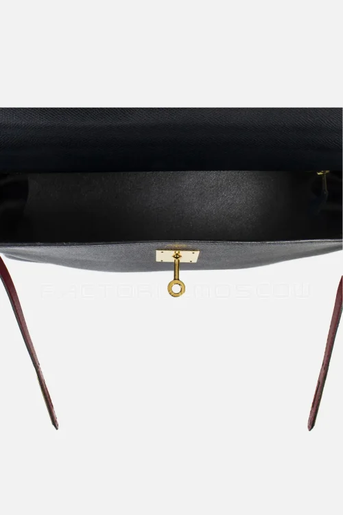 Hermes Kelly Retourne 32 Epsom Bi-Color Colour Navy Blue And Red GHW