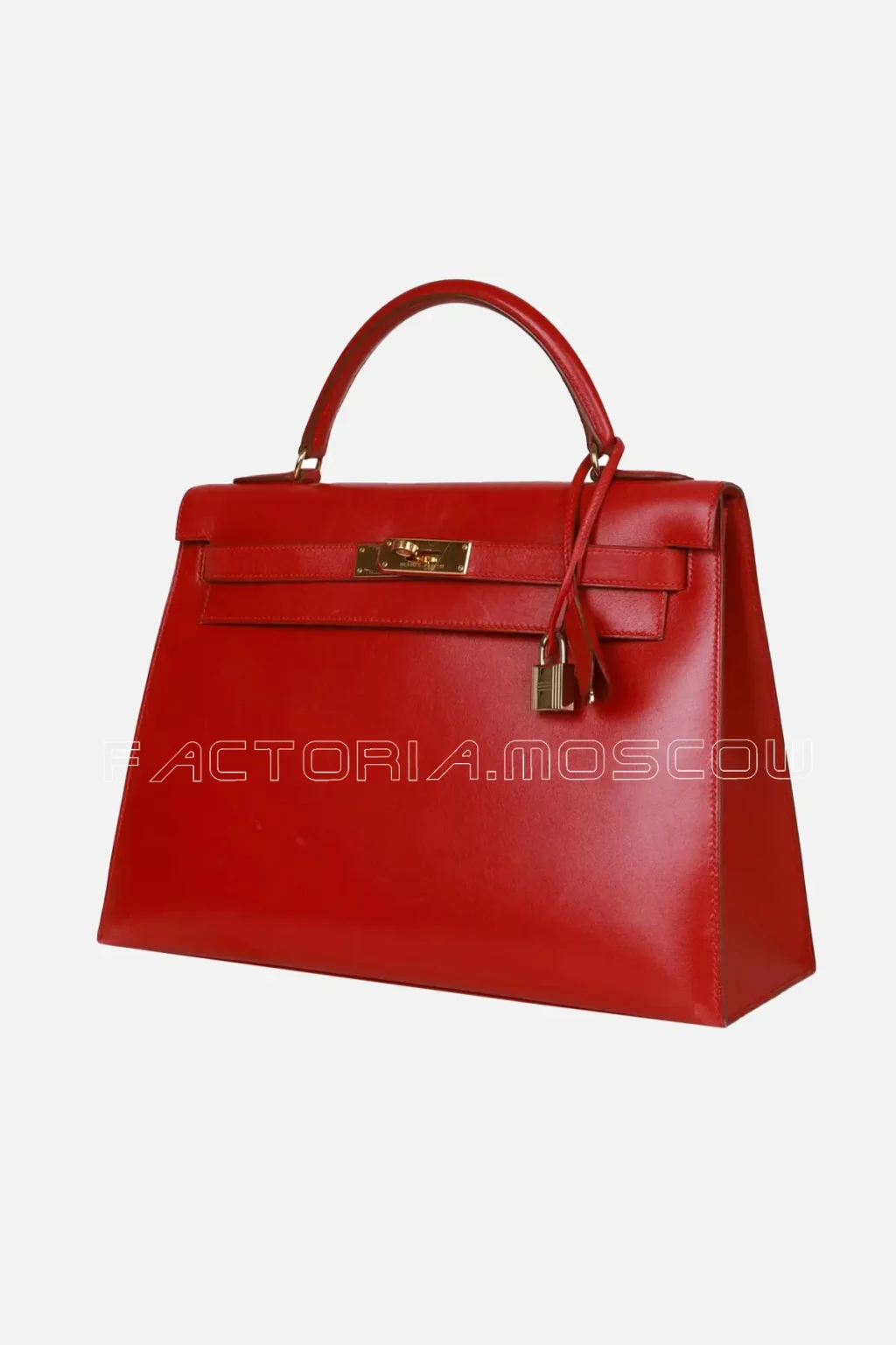 Hermès Kelly Sellier 32 Rouge Vif Box GHW