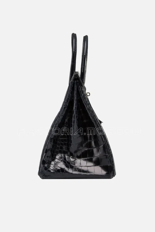 Hermes Birkin 35 Shiny Bleu Marine Porosus PHW
