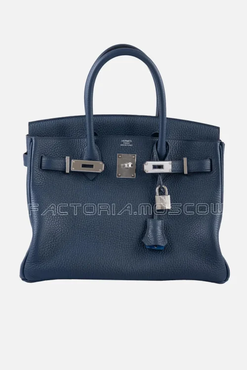 Hermes Verso Birkin 30 Blue de Prusse And Mykonos Clemence Leather PHW
