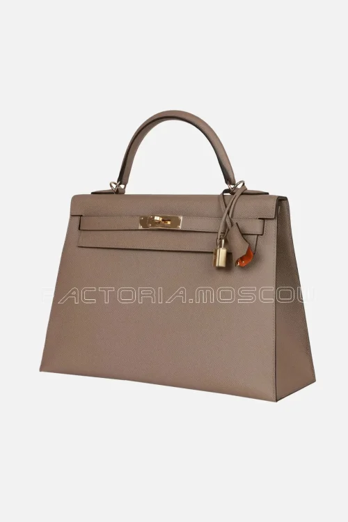 Hermès Special Order HSS Kelly Sellier 32 Gris Asphalte Verso Epsom Permabrass Hardware