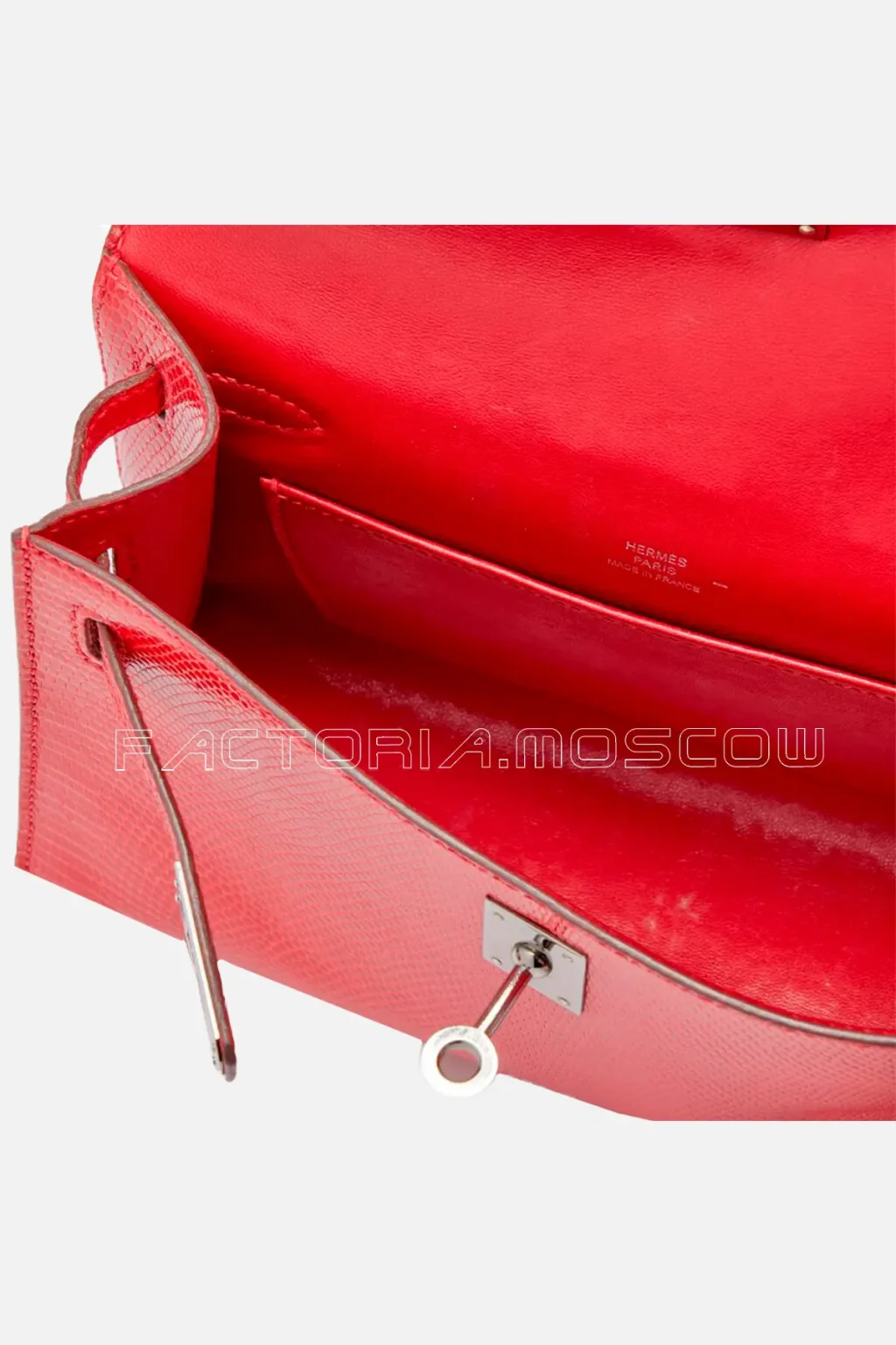 Hermès Kelly Pochette Rouge Vif Lizard PHW