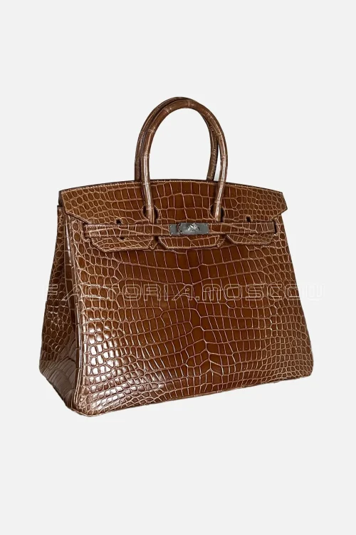 Hermes Birkin 35 Shiny Porosus Colour Ficelle Hardware PHW
