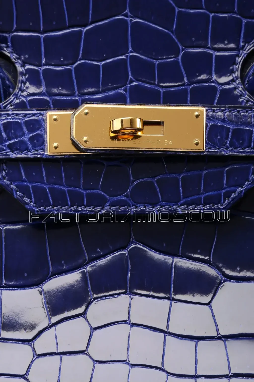 Hermes Birkin 35 Shiny Bleu Électrique Porosus GHW