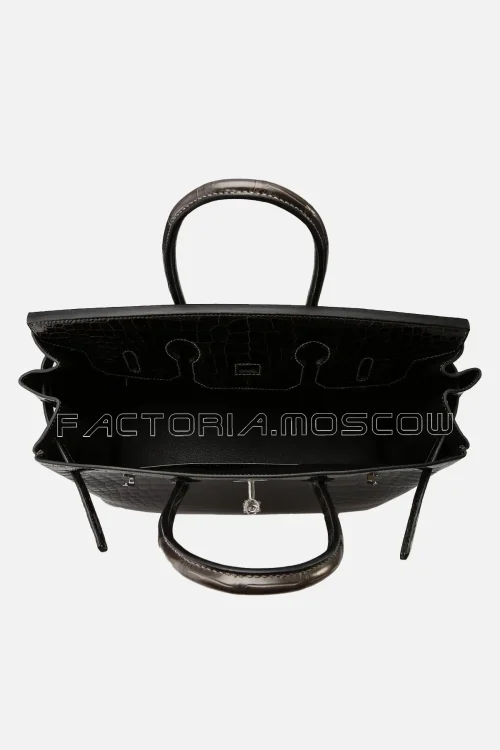 Hermes Birkin 35 Shiny Graphite Porosus PHW
