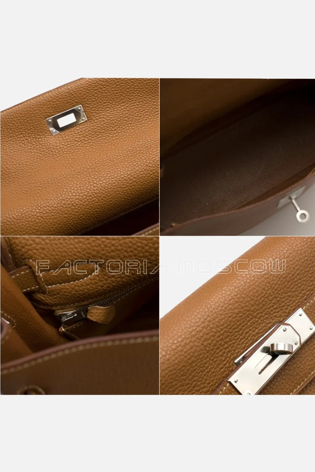 Hermes Kelly Retourne 32 Togo Colour Gold White Contrast Stitching And PHW