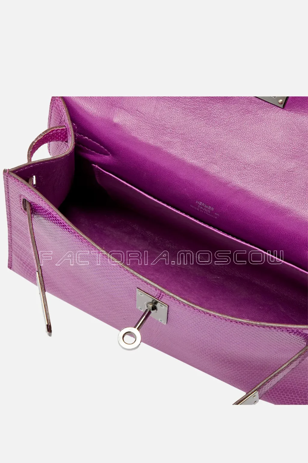Hermès Kelly Pochette Lizard Colour Violet PHW