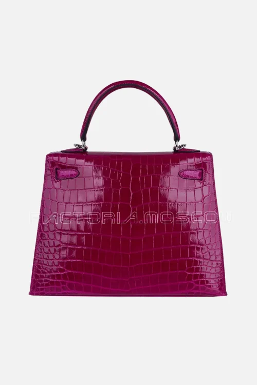 Hermes Kelly Sellier 25 Bag Rose Pourpre Crocodile PHW