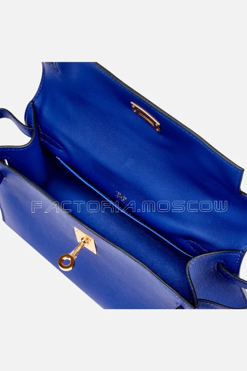 Hermès Kelly Pochette Swift Colour Bleu Electrique GHW