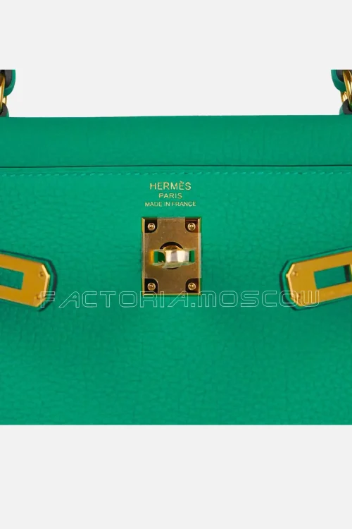Hermes Kelly Retourne 25 Bag Menthe Togo GHW