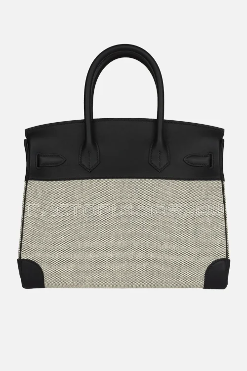 Hermès Birkin 30 Black Swift and Ecru Toile PHW